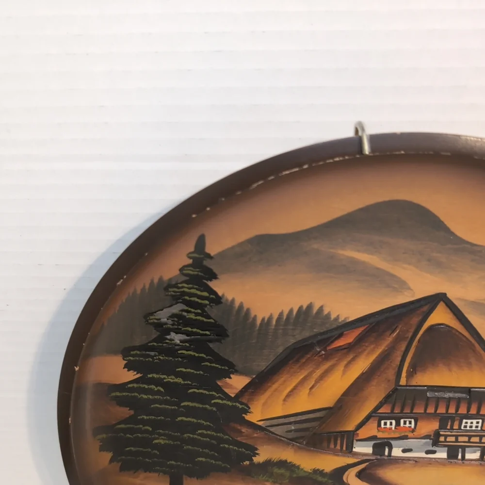 Vintage Decorative Wooden Hand Carved And‎ Painted German Plate Black Forest